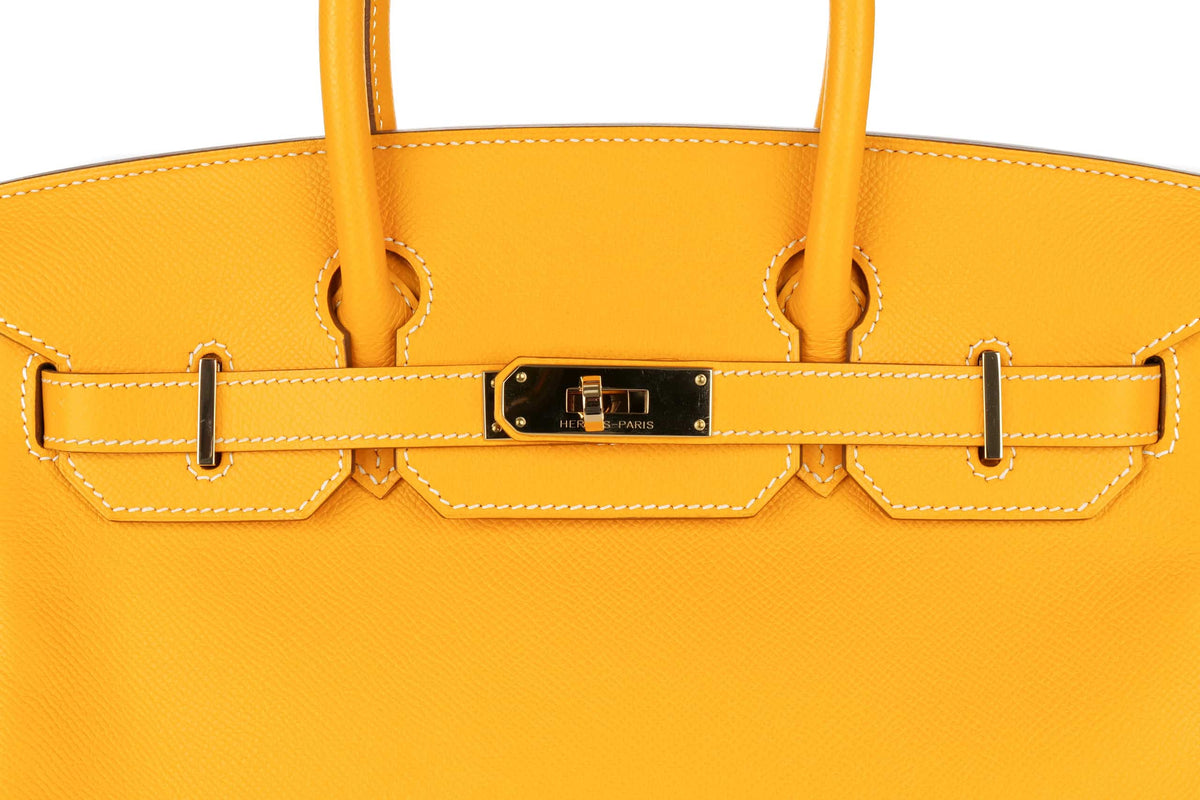 Hermès Birkin 30 Candy Jaune D'or / Potiron Epsom Retourne Permabrass Hardware - view 7