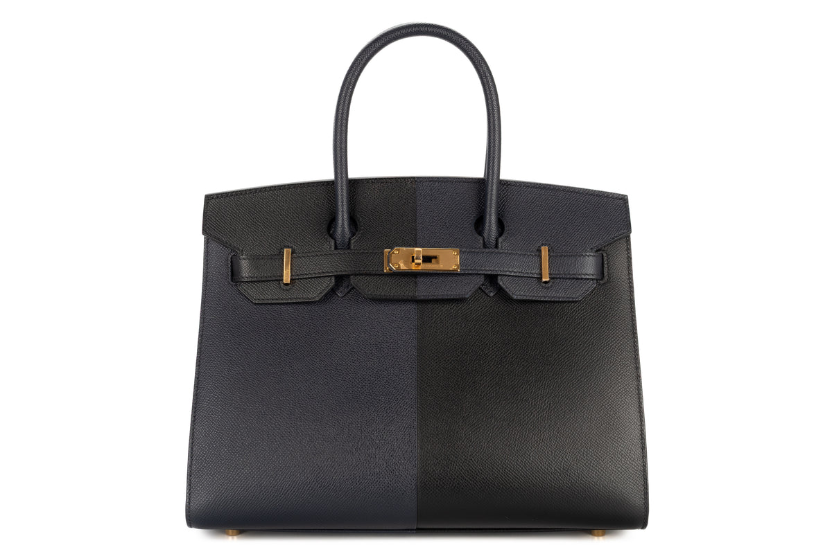 Hermès Birkin 30 Casaque Bleu Indigo / Noir - Black / Bleu Frida Epsom Sellier Gold Hardware - view 1