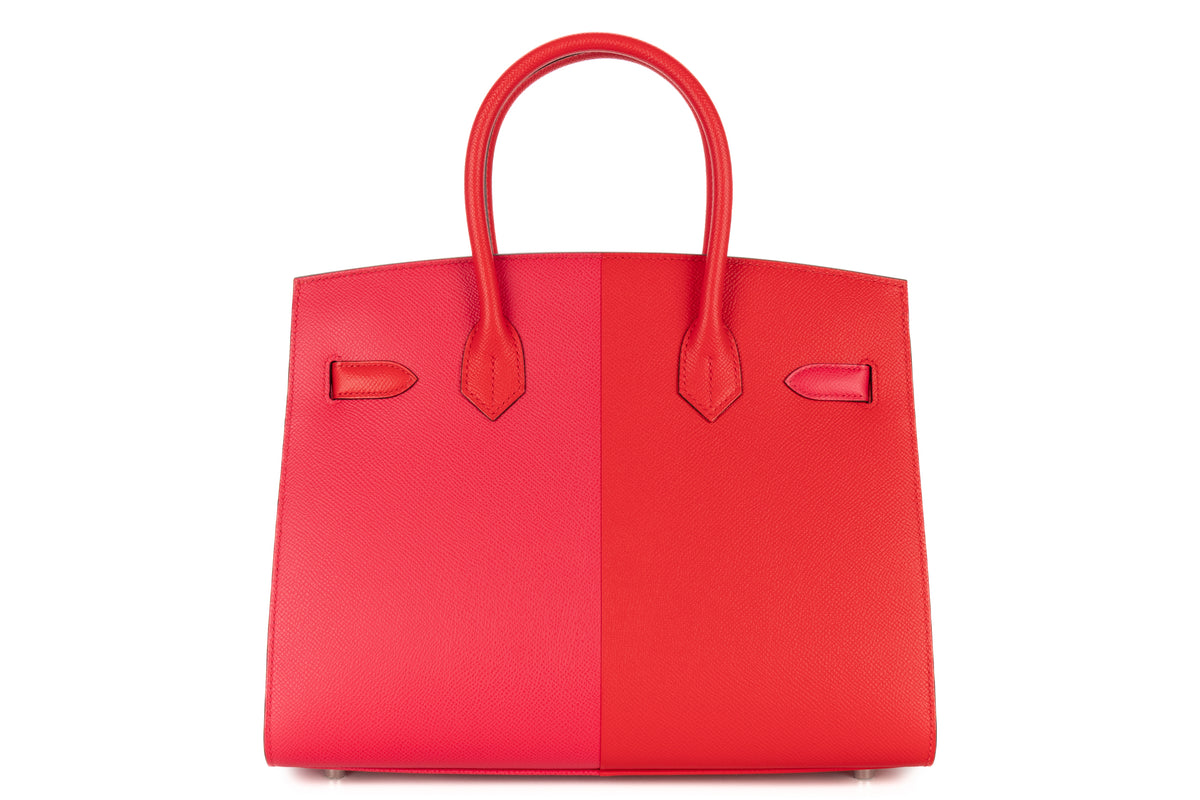 Hermès Birkin 30 Casaque Rouge De Cour / Rose Extreme Verso Bleu Zanzibar Epsom Sellier Palladium Hardware - view 3