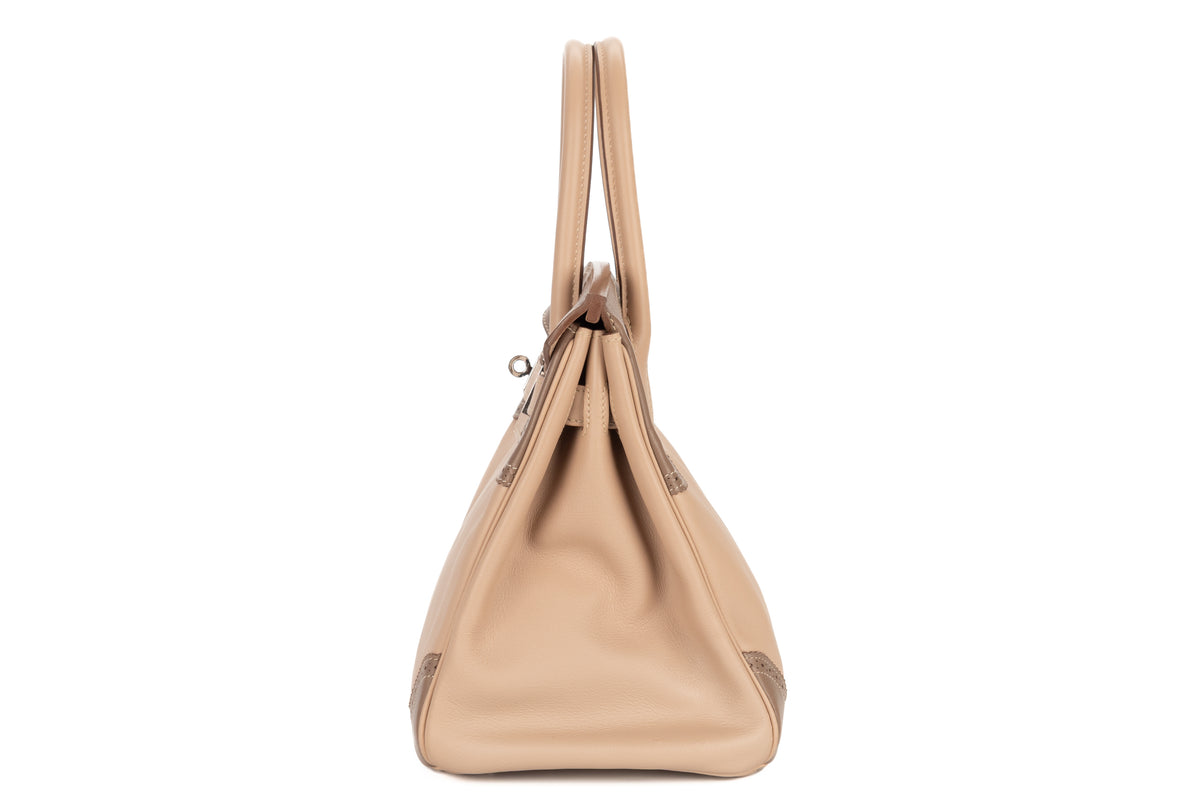 Hermès Birkin 30 Ghillies Etoupe / Argile Swift Palladium Hardware - view 4