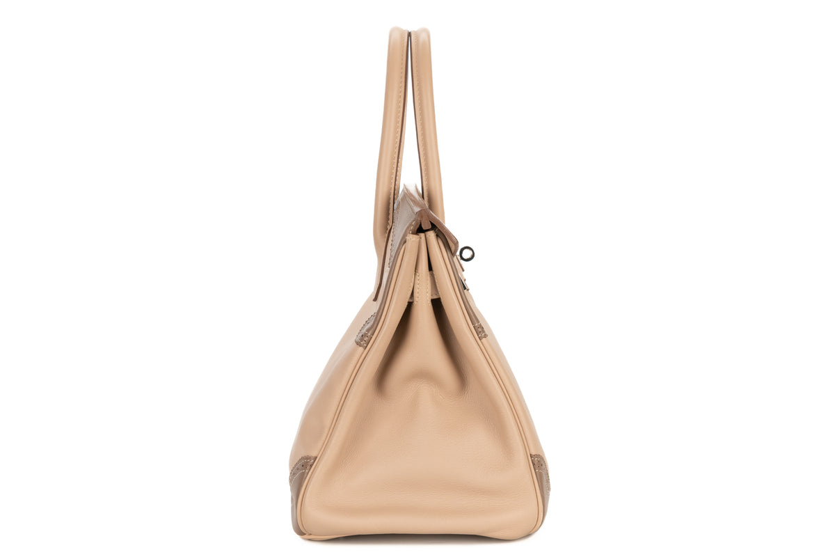 Hermès Birkin 30 Ghillies Etoupe / Argile Swift Palladium Hardware - view 5