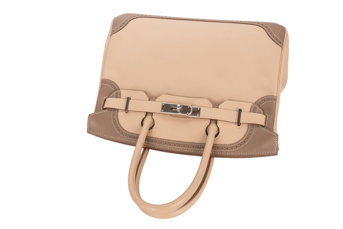 Hermès Birkin 30 Ghillies Etoupe / Argile Swift Palladium Hardware - view 8