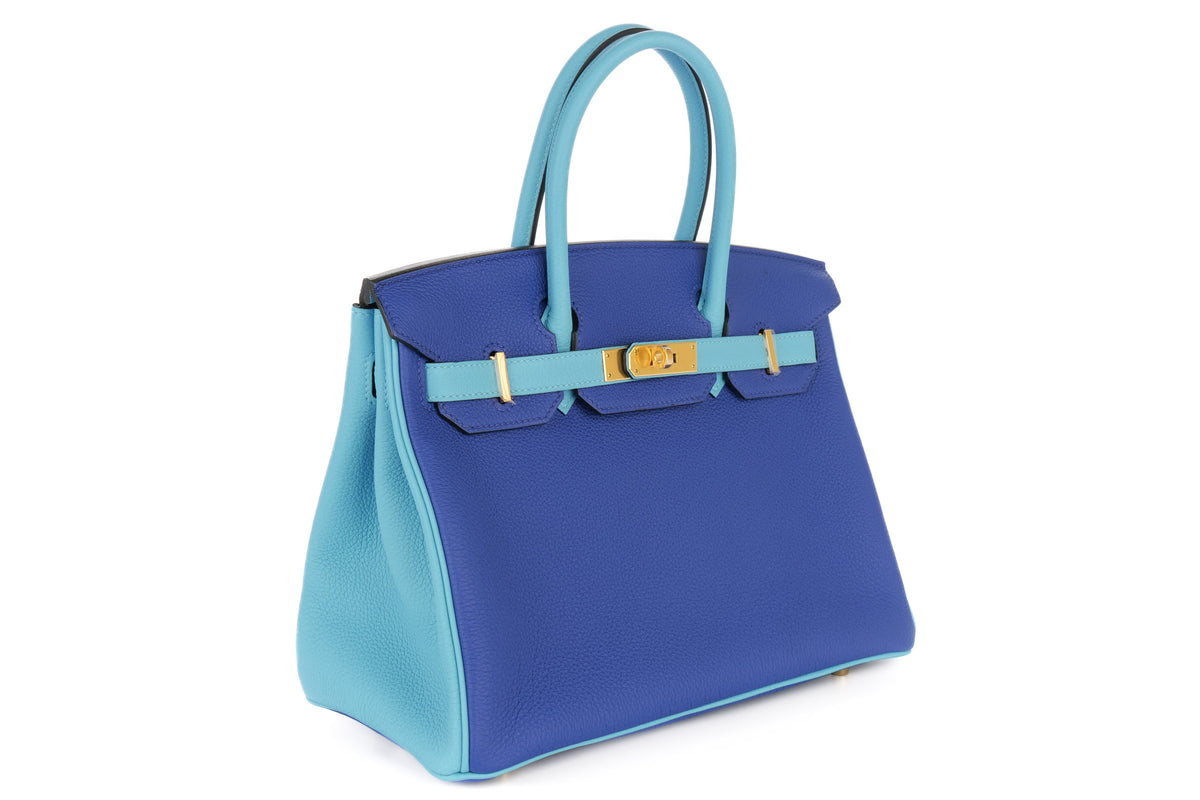 Hermès Birkin 30 HSS Bleu Electric / Bleu du Nord Togo Gold Hardware - view 2