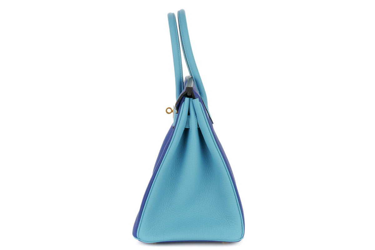 Hermès Birkin 30 HSS Bleu Electric / Bleu du Nord Togo Gold Hardware - view 4