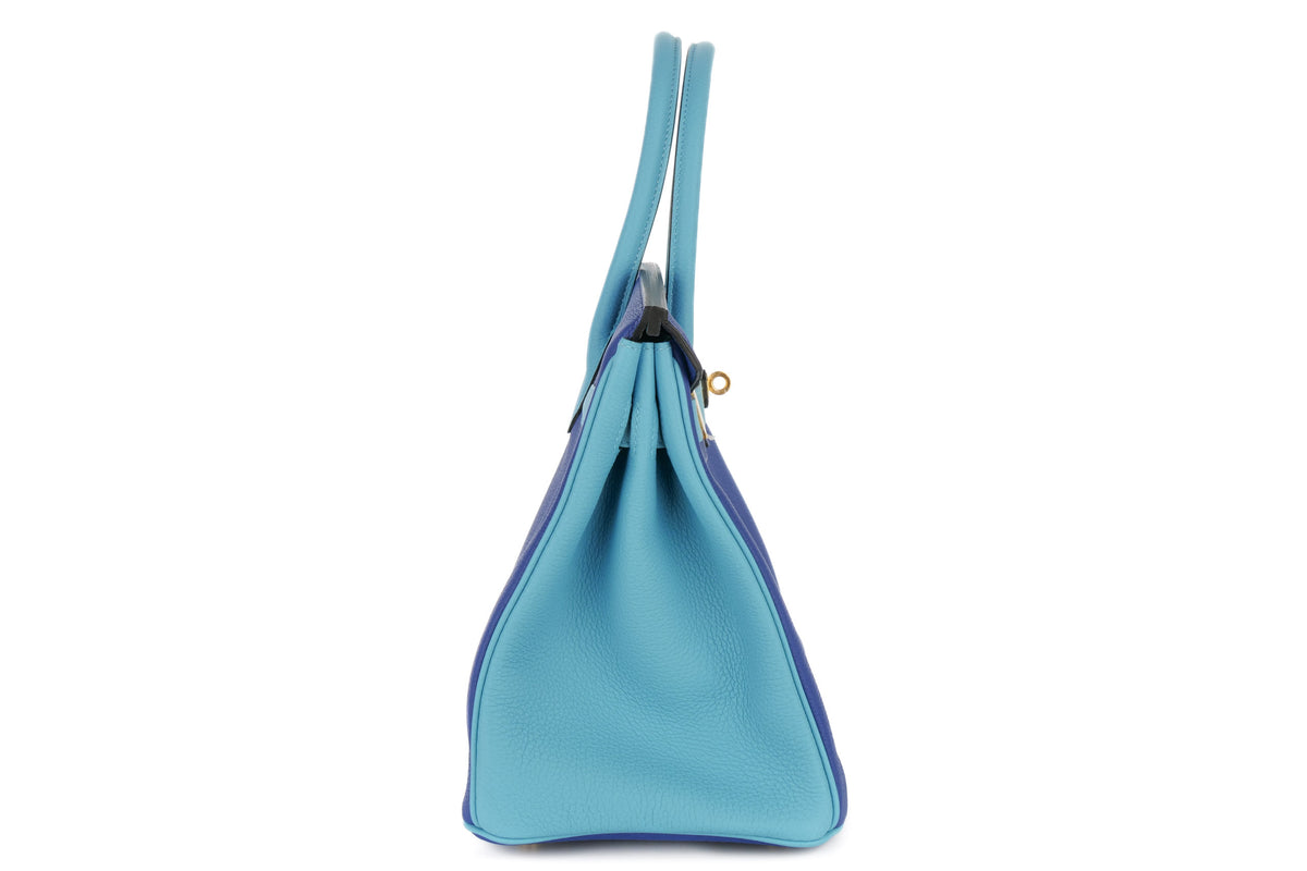 Hermès Birkin 30 HSS Bleu Electric / Bleu du Nord Togo Gold Hardware - view 5