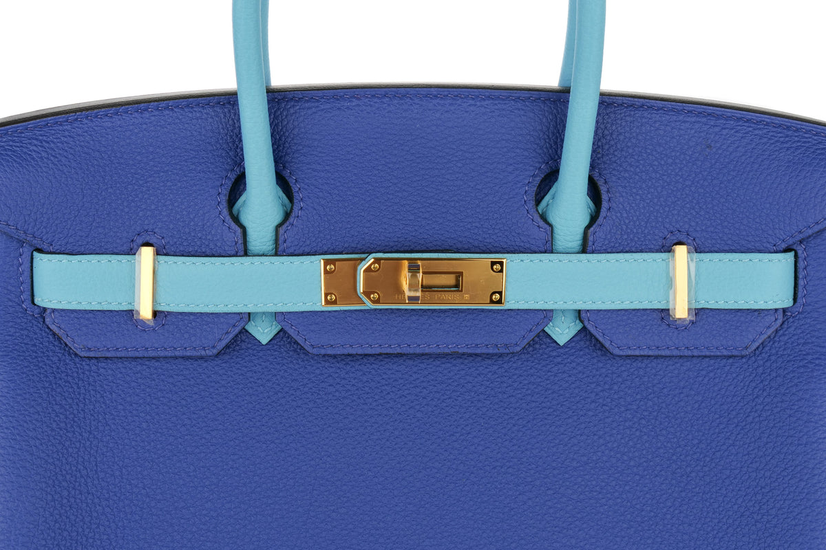 Hermès Birkin 30 HSS Bleu Electric / Bleu du Nord Togo Gold Hardware - view 7