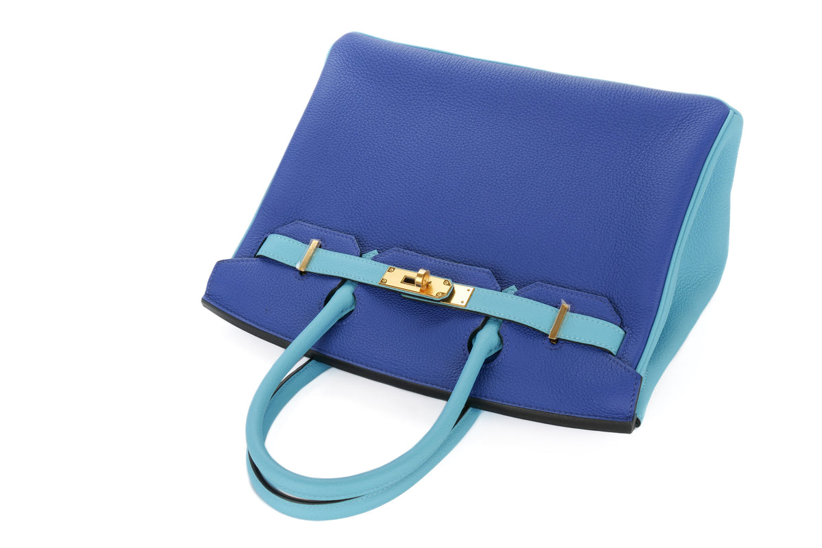 Hermès Birkin 30 HSS Bleu Electric / Bleu du Nord Togo Gold Hardware - view 8