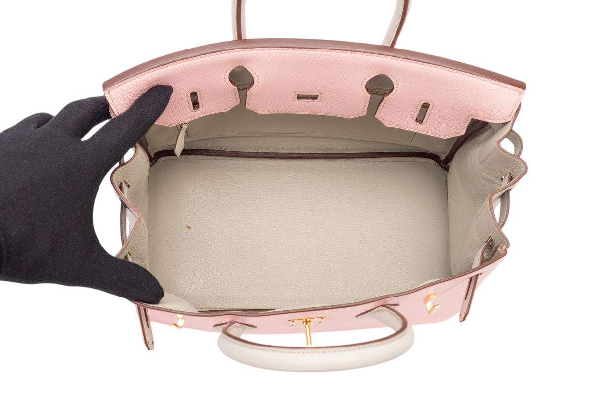Hermès Birkin 30 HSS Rose Sakura / Gris Perle Chevre Gold Hardware - view 10