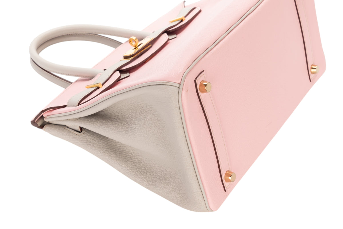 Hermès Birkin 30 HSS Rose Sakura / Gris Perle Chevre Gold Hardware - view 11
