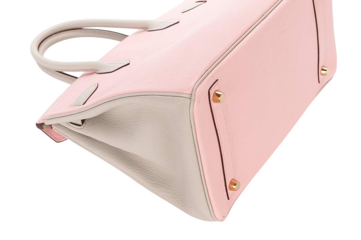 Hermès Birkin 30 HSS Rose Sakura / Gris Perle Chevre Gold Hardware - view 13