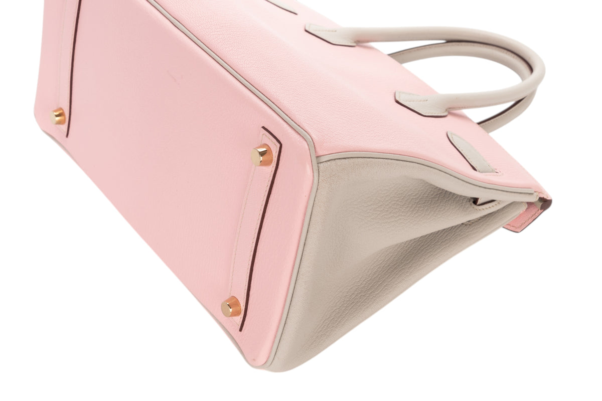 Hermès Birkin 30 HSS Rose Sakura / Gris Perle Chevre Gold Hardware - view 14