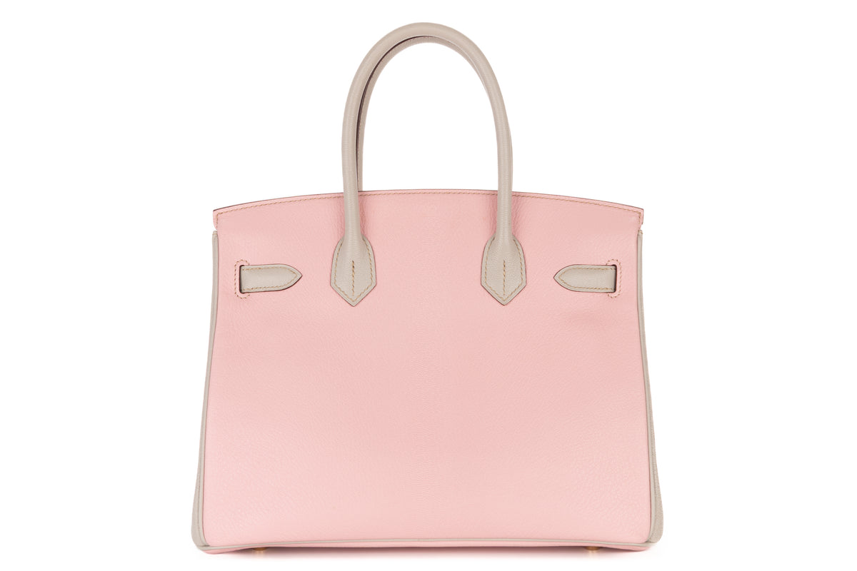 Hermès Birkin 30 HSS Rose Sakura / Gris Perle Chevre Gold Hardware - view 3