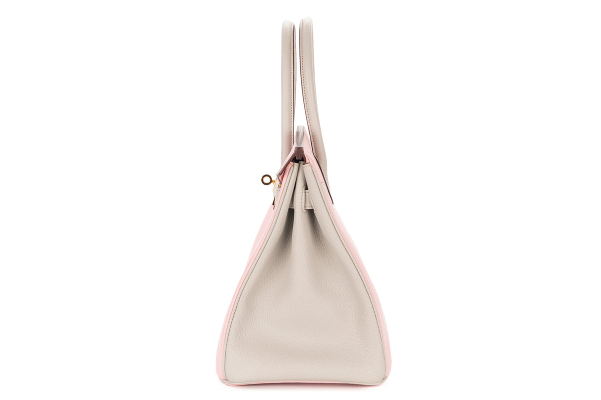 Hermès Birkin 30 HSS Rose Sakura / Gris Perle Chevre Gold Hardware - view 4