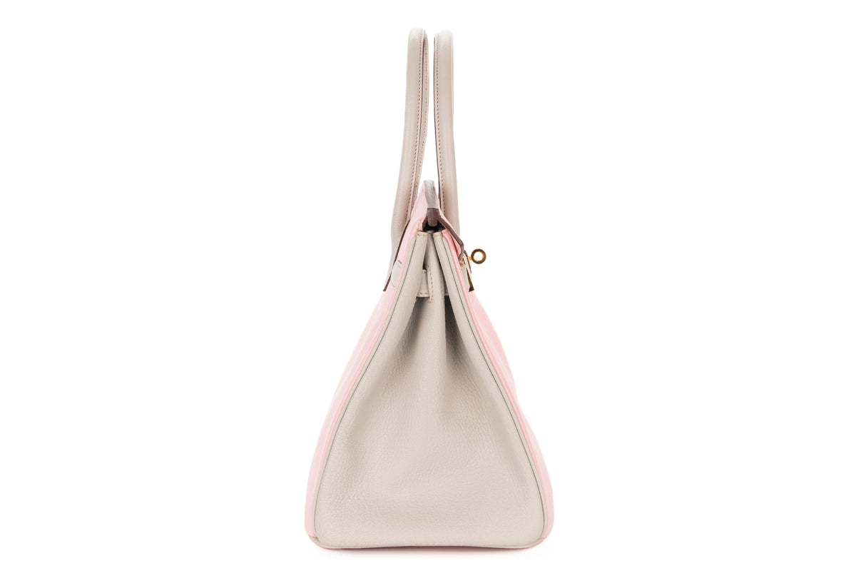Hermès Birkin 30 HSS Rose Sakura / Gris Perle Chevre Gold Hardware - view 5