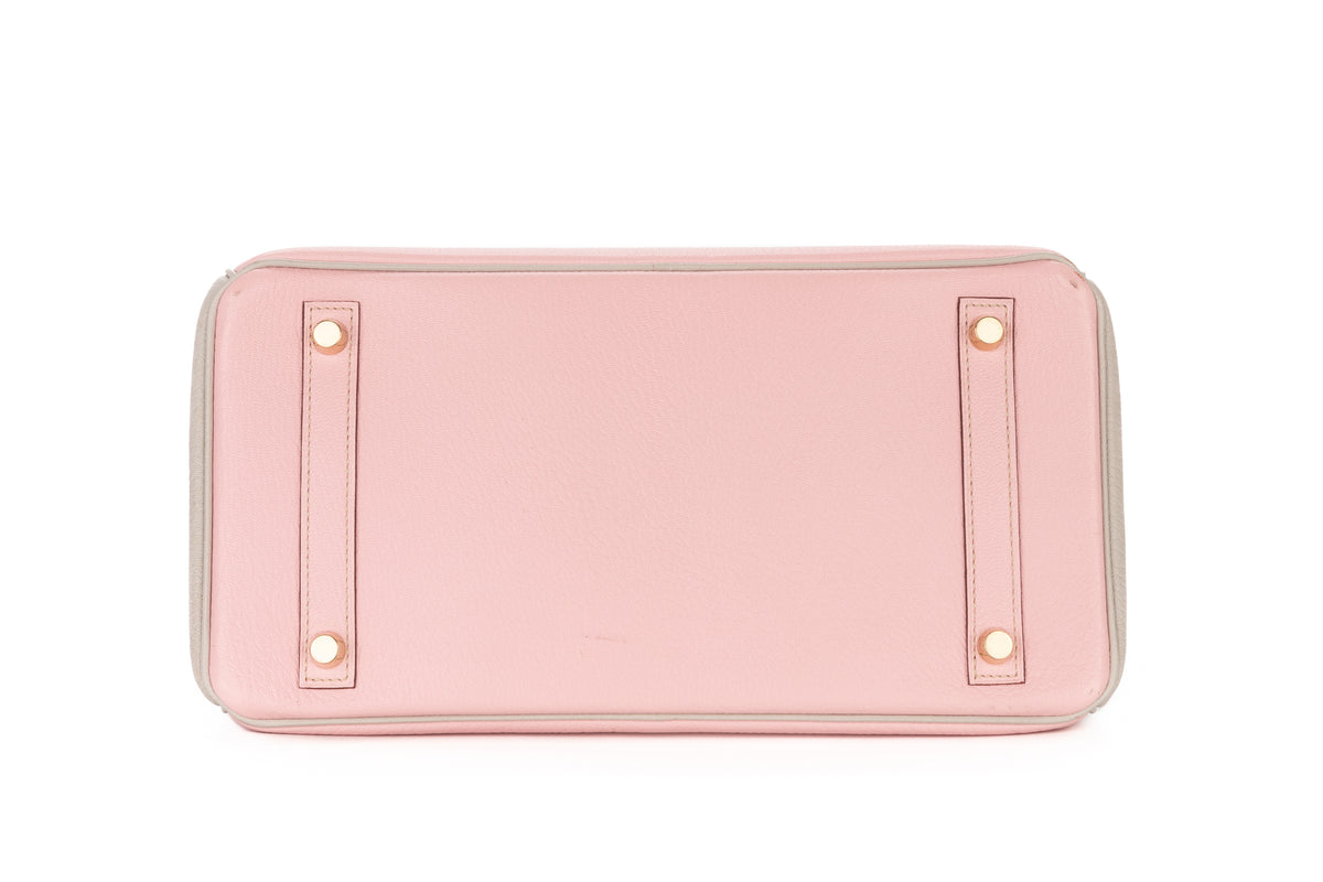 Hermès Birkin 30 HSS Rose Sakura / Gris Perle Chevre Gold Hardware - view 6