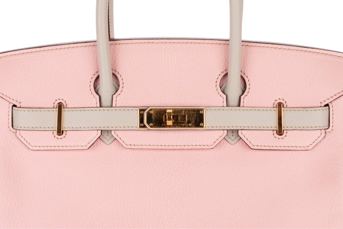 Hermès Birkin 30 HSS Rose Sakura / Gris Perle Chevre Gold Hardware - view 7