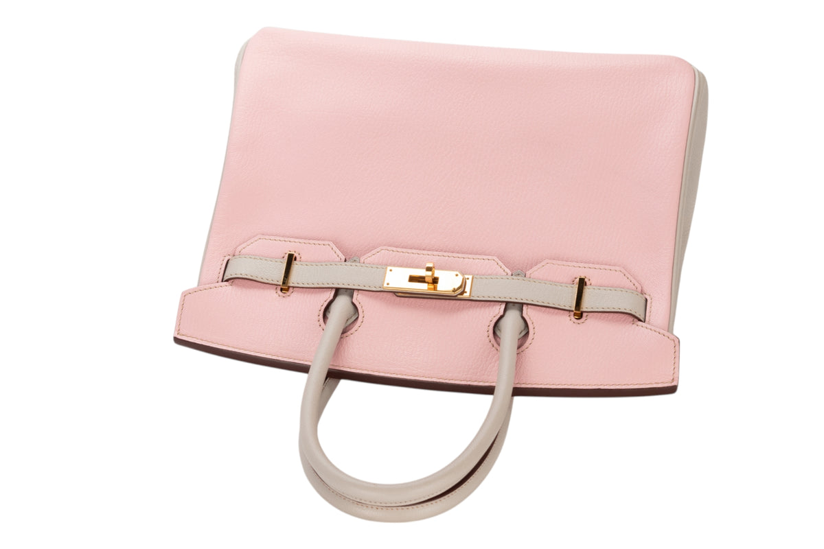 Hermès Birkin 30 HSS Rose Sakura / Gris Perle Chevre Gold Hardware - view 8