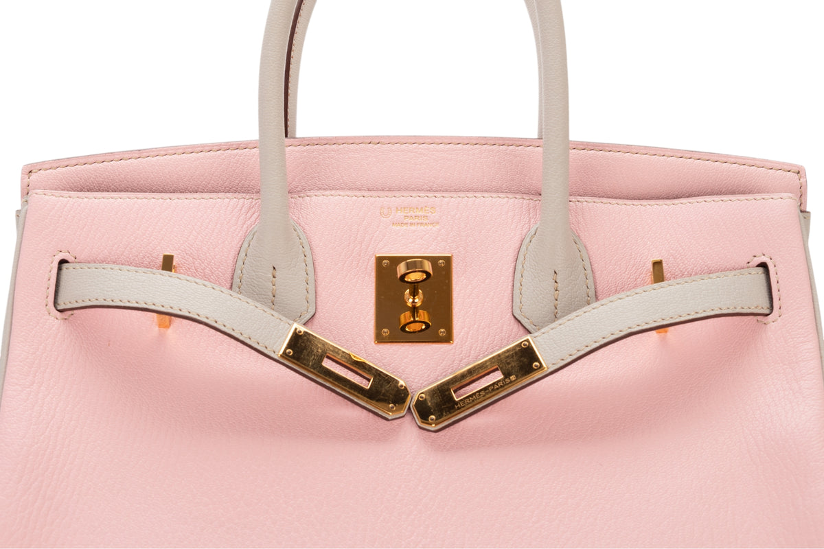 Hermès Birkin 30 HSS Rose Sakura / Gris Perle Chevre Gold Hardware - view 9
