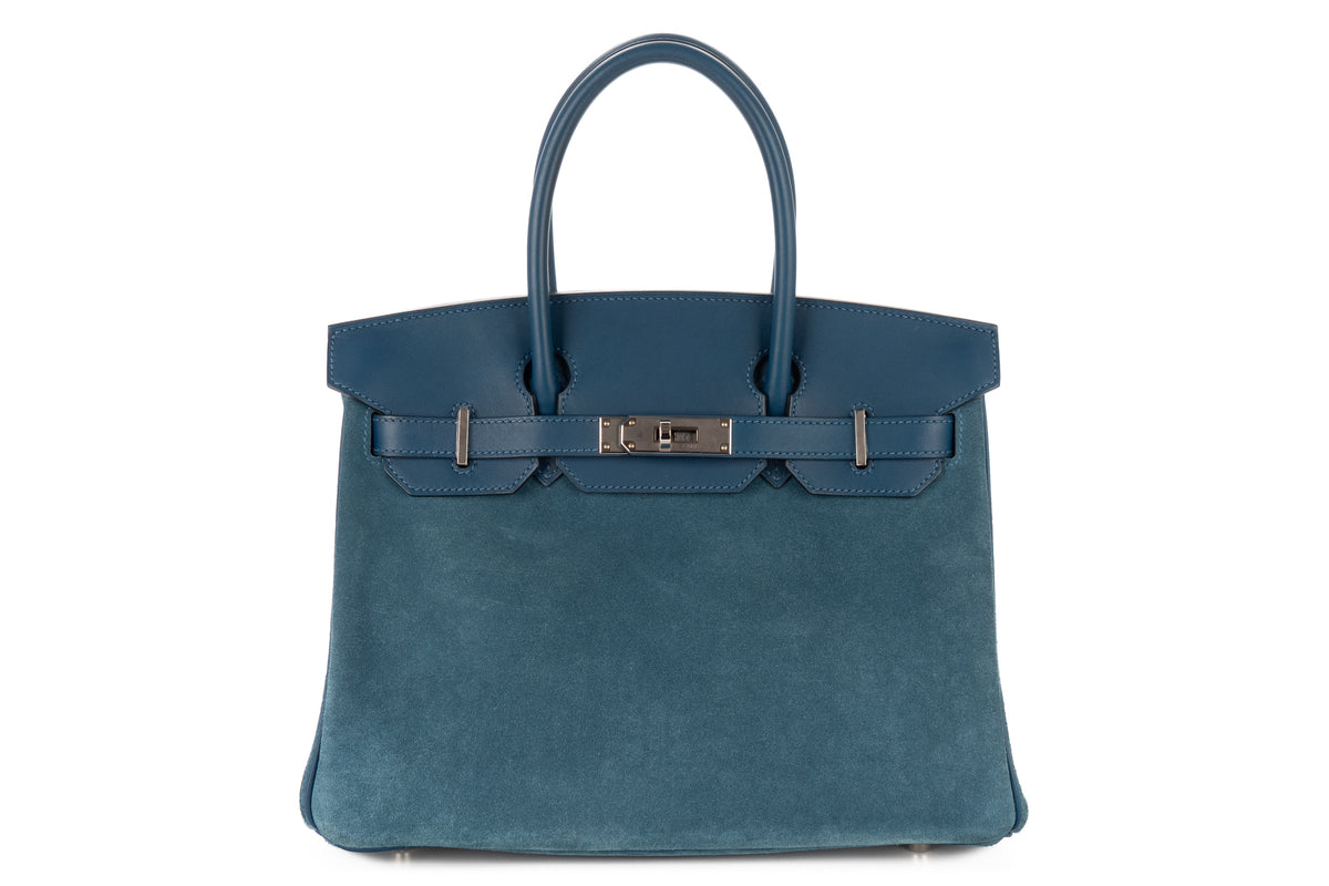 Hermès Birkin 30 Limited Edition Bleu Thalassa Grizzly & Swift Palladium Hardware - view 1