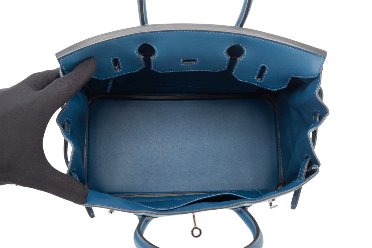 Hermès Birkin 30 Limited Edition Bleu Thalassa Grizzly & Swift Palladium Hardware - view 10