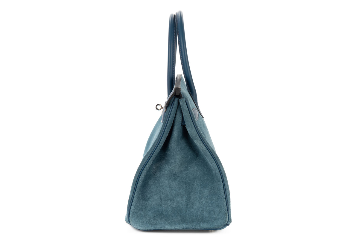 Hermès Birkin 30 Limited Edition Bleu Thalassa Grizzly & Swift Palladium Hardware - view 4