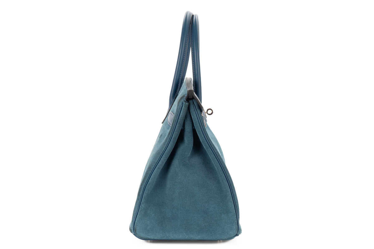 Hermès Birkin 30 Limited Edition Bleu Thalassa Grizzly & Swift Palladium Hardware - view 5
