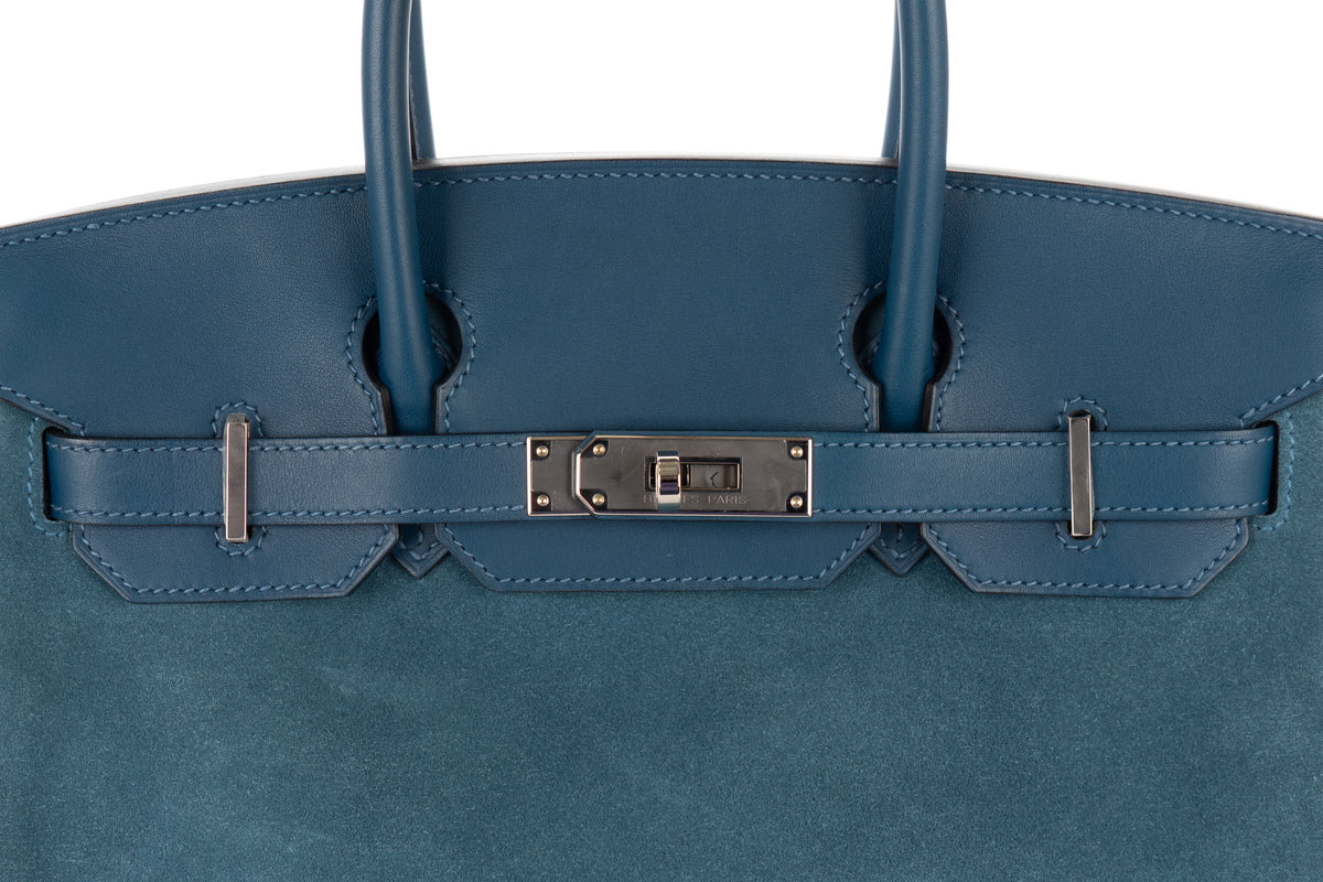 Hermès Birkin 30 Limited Edition Bleu Thalassa Grizzly & Swift Palladium Hardware - view 7