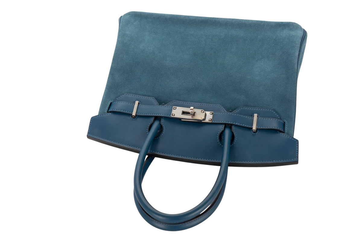 Hermès Birkin 30 Limited Edition Bleu Thalassa Grizzly & Swift Palladium Hardware - view 8