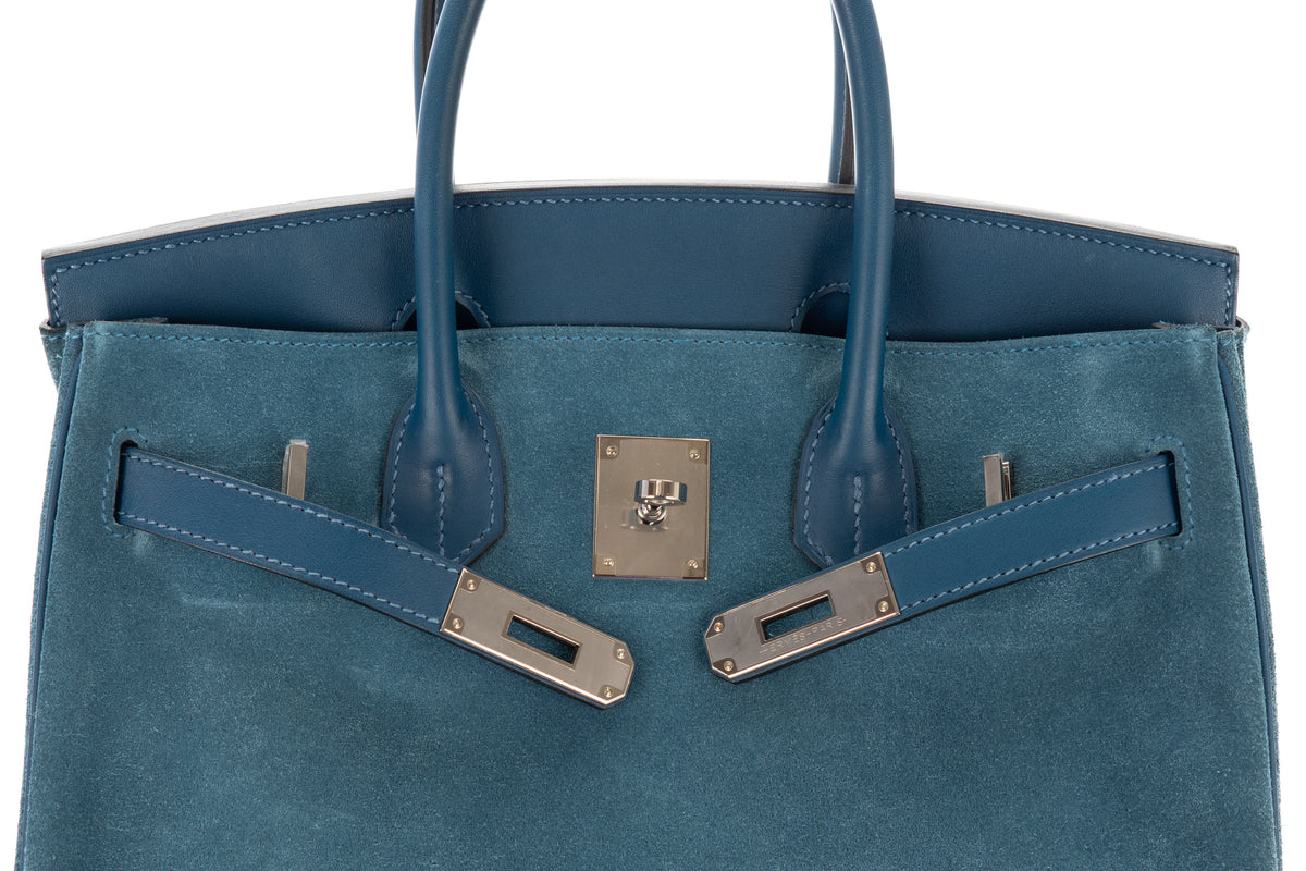 Hermès Birkin 30 Limited Edition Bleu Thalassa Grizzly & Swift Palladium Hardware - view 9