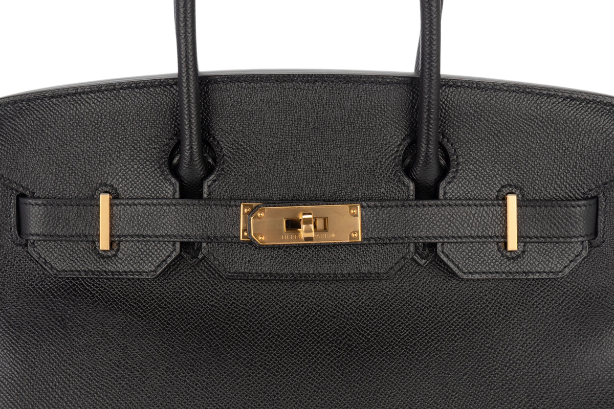 Hermès Birkin 30 Noir Black Epsom Retourne Gold Hardware - view 7
