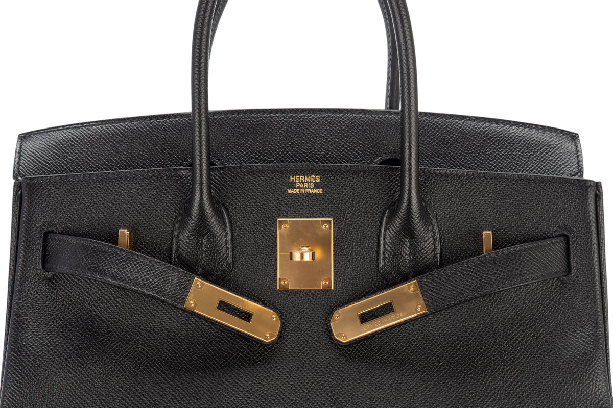 Hermès Birkin 30 Noir Black Epsom Retourne Gold Hardware - view 9