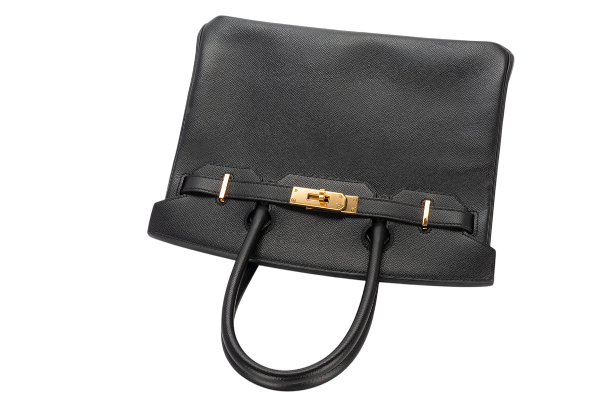 Hermès Birkin 30 Noir - Black Epsom Retourne Gold Hardware - view 8