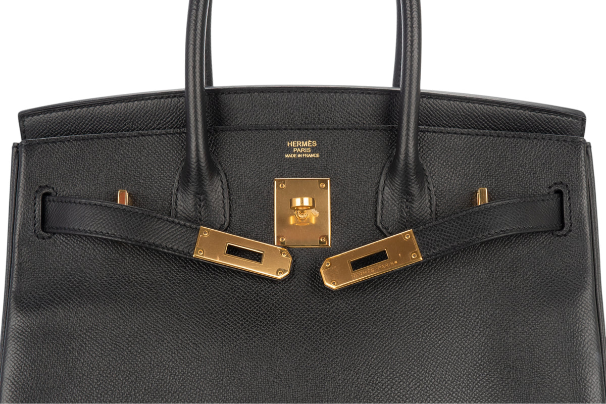 Hermès Birkin 30 Noir - Black Epsom Retourne Gold Hardware - view 9