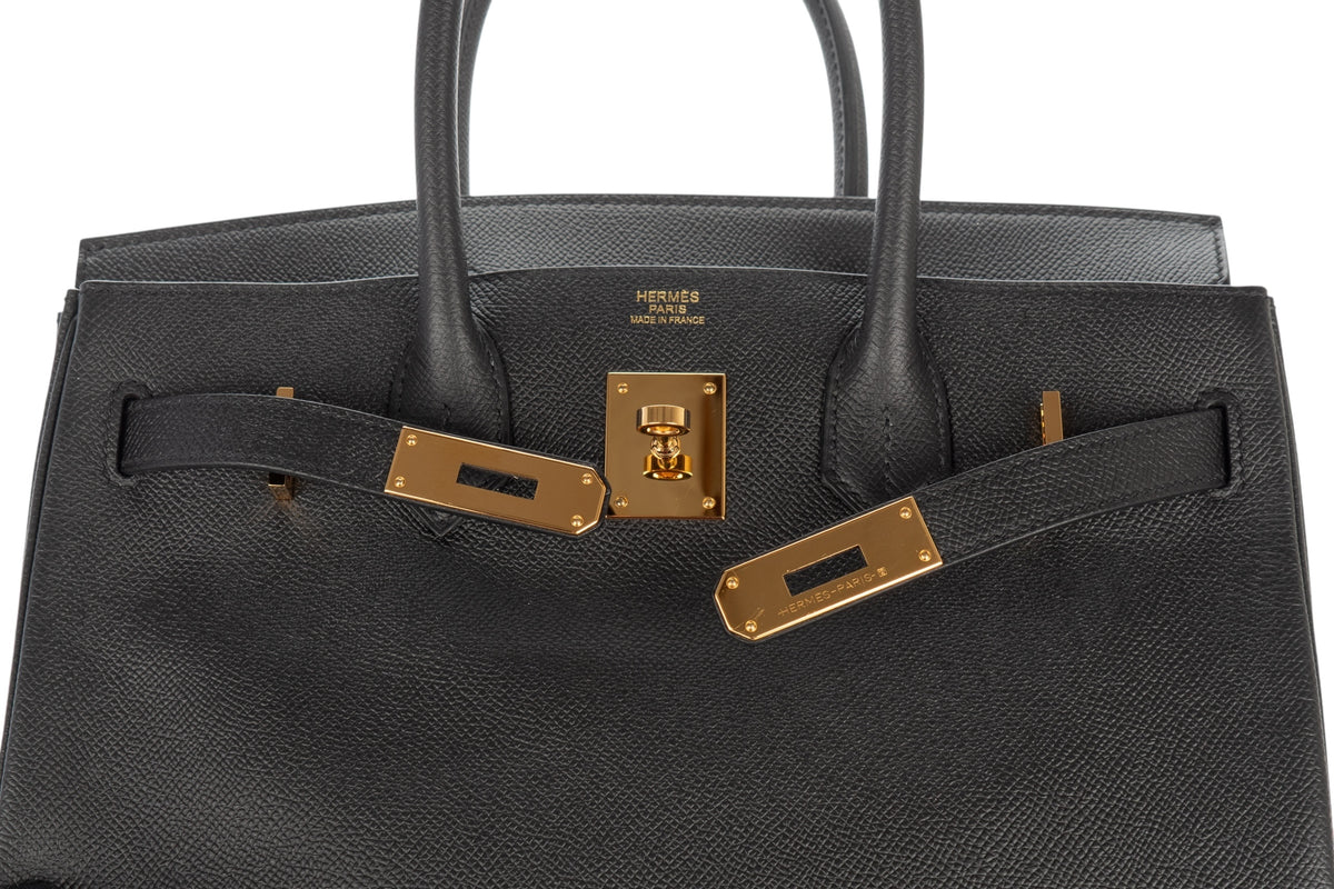 Hermès Birkin 30 Noir - Black Epsom Retourne Gold Hardware - view 9
