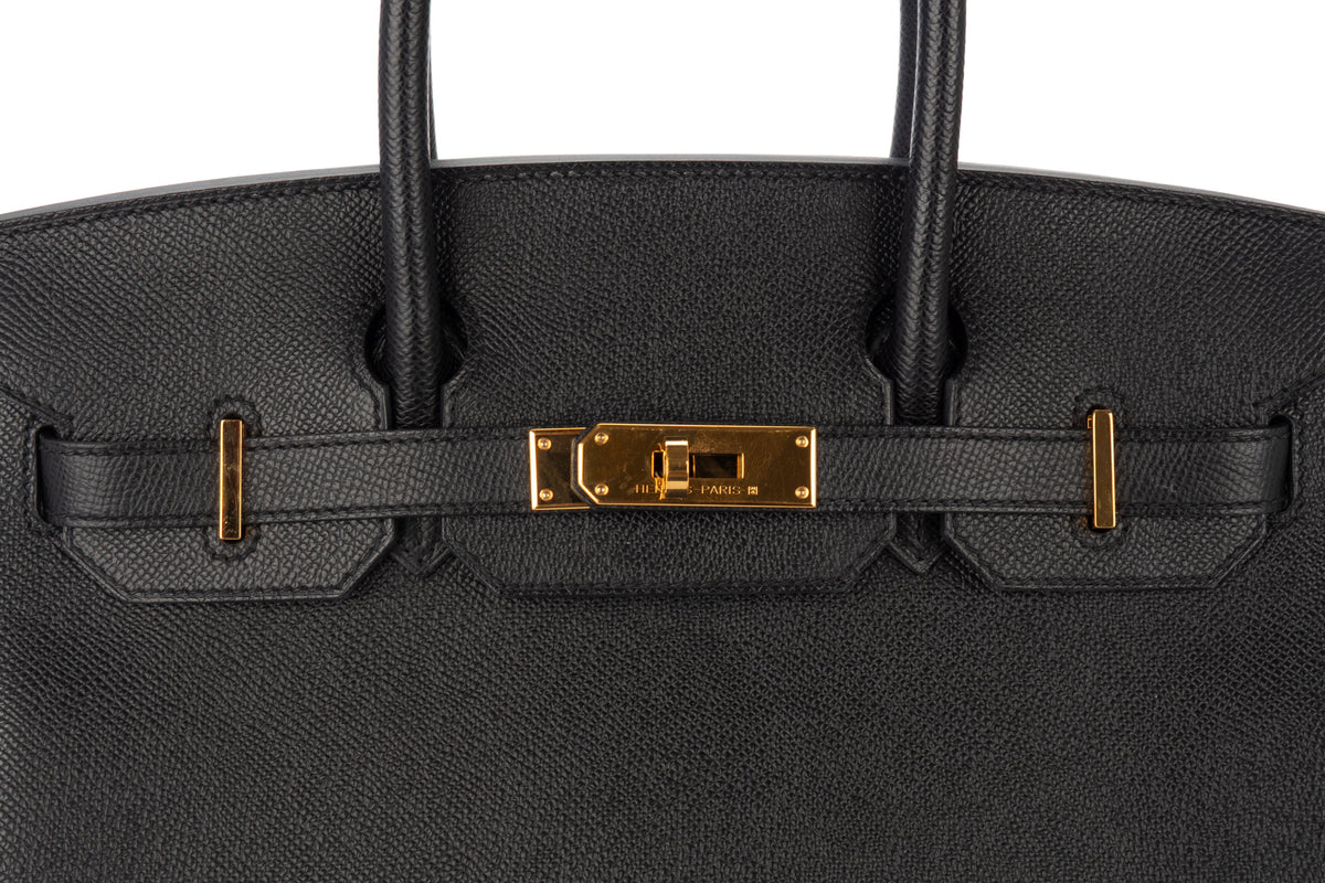 Hermès Birkin 30 Noir - Black Epsom Retourne Gold Hardware - view 7