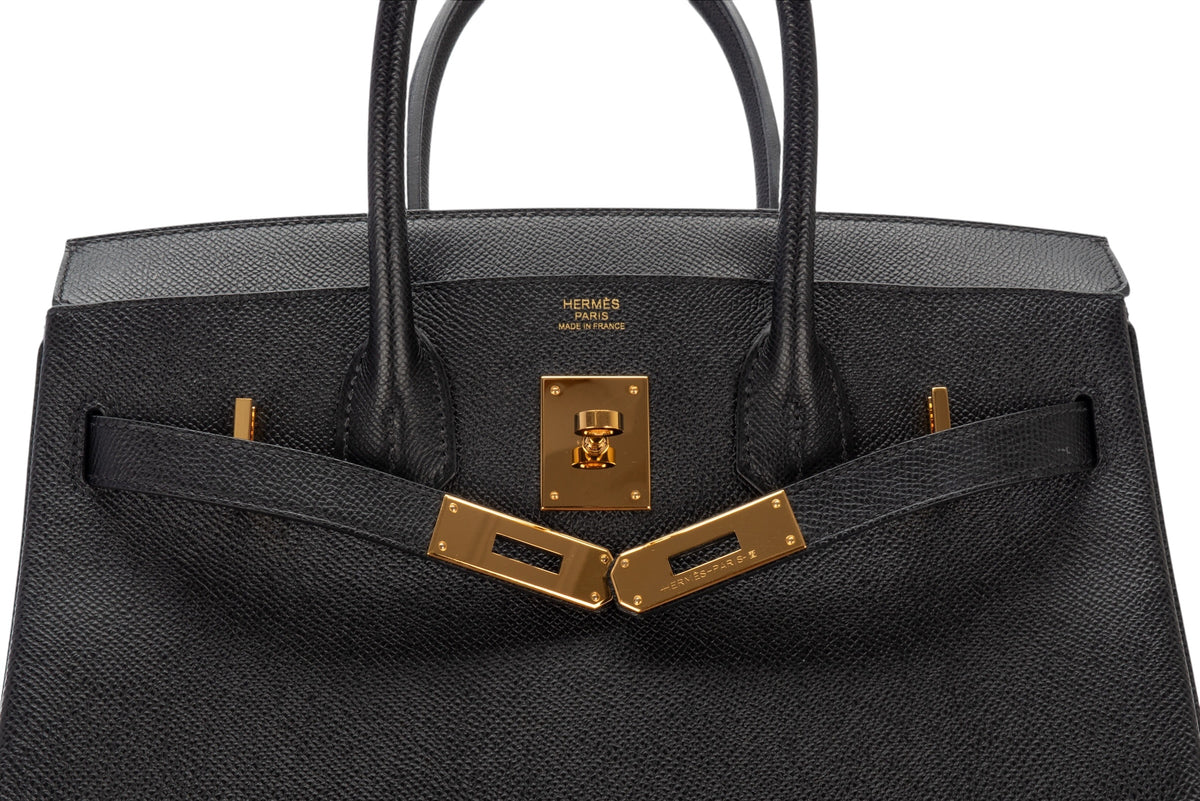 Hermès Birkin 30 Noir - Black Epsom Retourne Gold Hardware - view 9