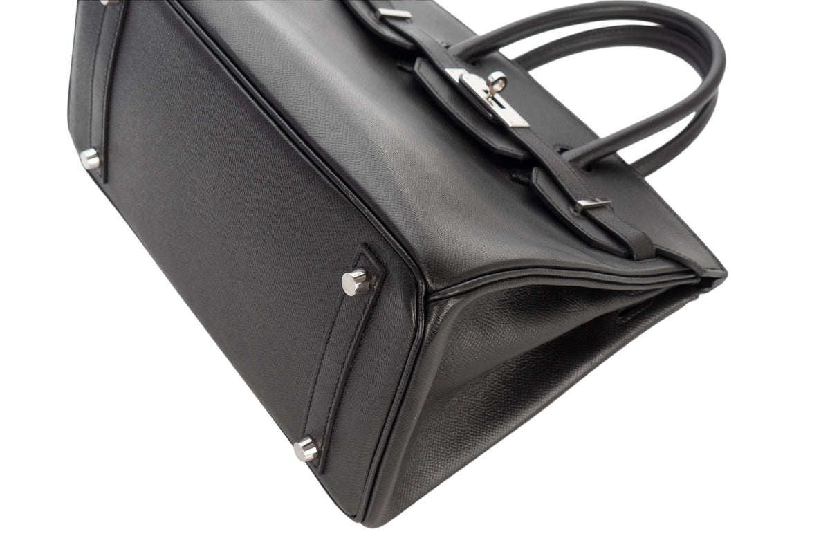 Hermès Birkin 30 Noir - Black Epsom Retourne Palladium Hardware - view 12