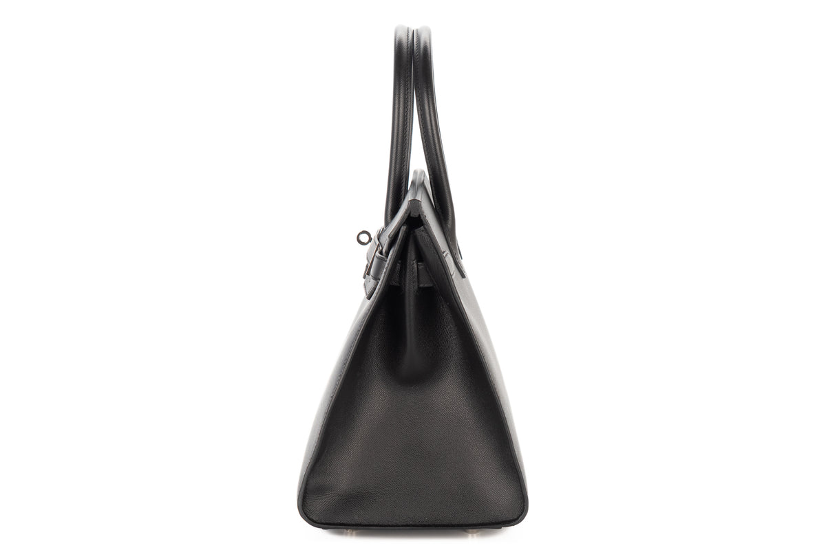 Hermès Birkin 30 Noir - Black Madame Sellier Palladium Hardware - view 4