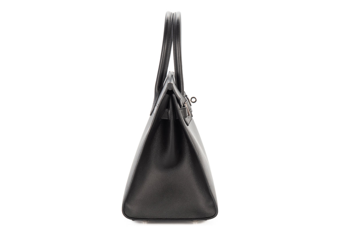 Hermès Birkin 30 Noir - Black Madame Sellier Palladium Hardware - view 5