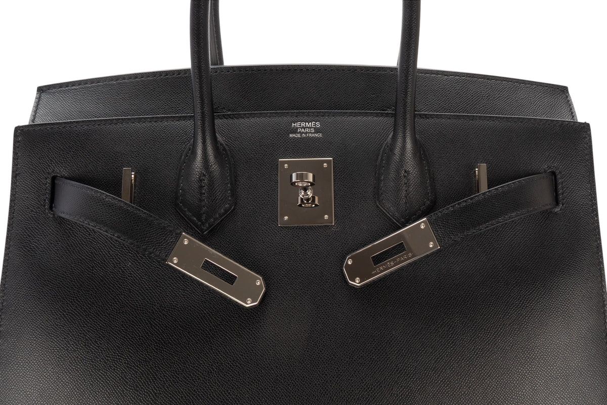 Hermès Birkin 30 Noir - Black Madame Sellier Palladium Hardware - view 9