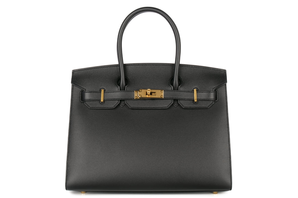 Hermès Birkin 30 Noir / Black Madame Sellier Gold Hardware - view 1