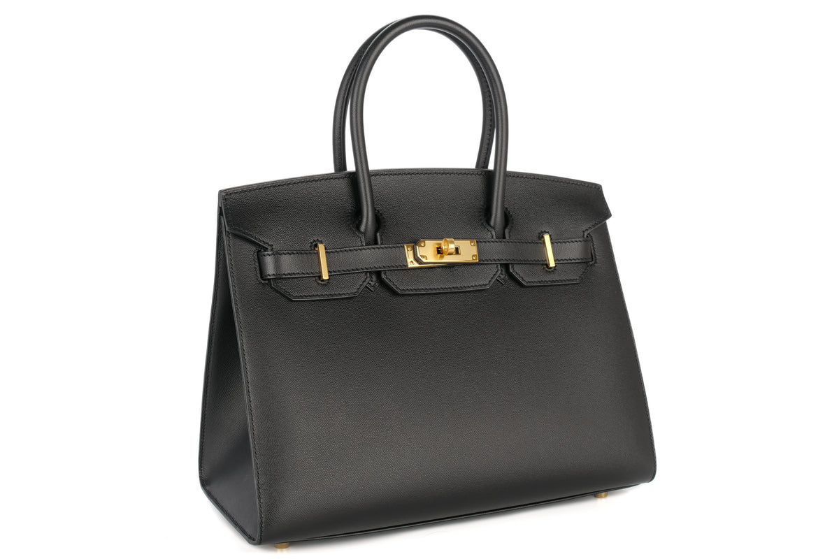 Hermès Birkin 30 Noir / Black Madame Sellier Gold Hardware - view 2