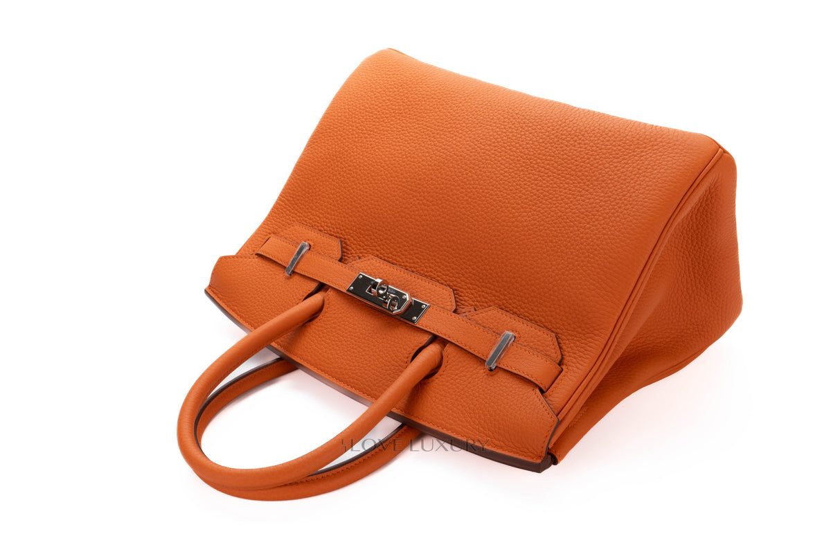 Hermès Birkin 30 Orange Clemence Palladium Hardware - view 8