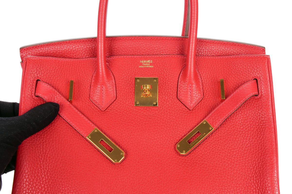 Hermès Birkin 30 Rouge Casaque Clemence Gold Hardware - view 9