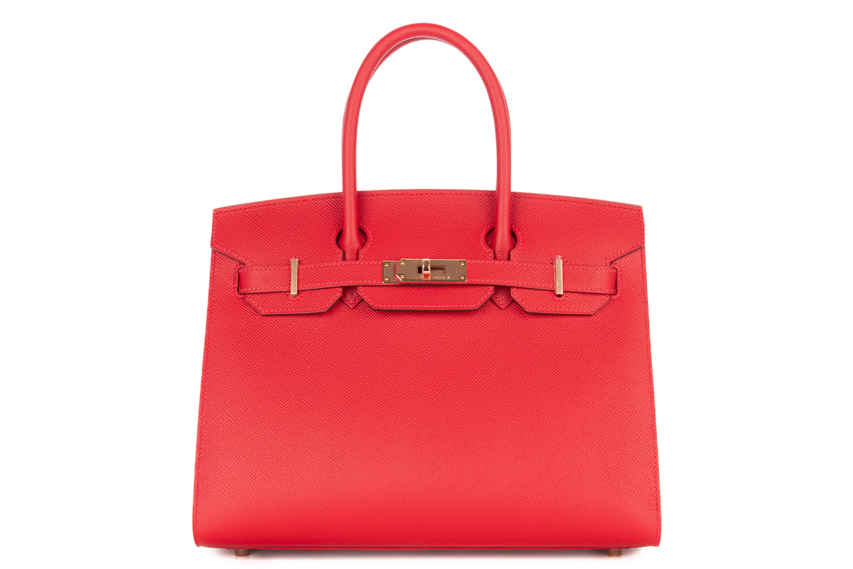 Hermès Birkin 30 Rouge Casaque Verso Bleu de Malte Epsom Sellier Rose Gold Hardware - view 1