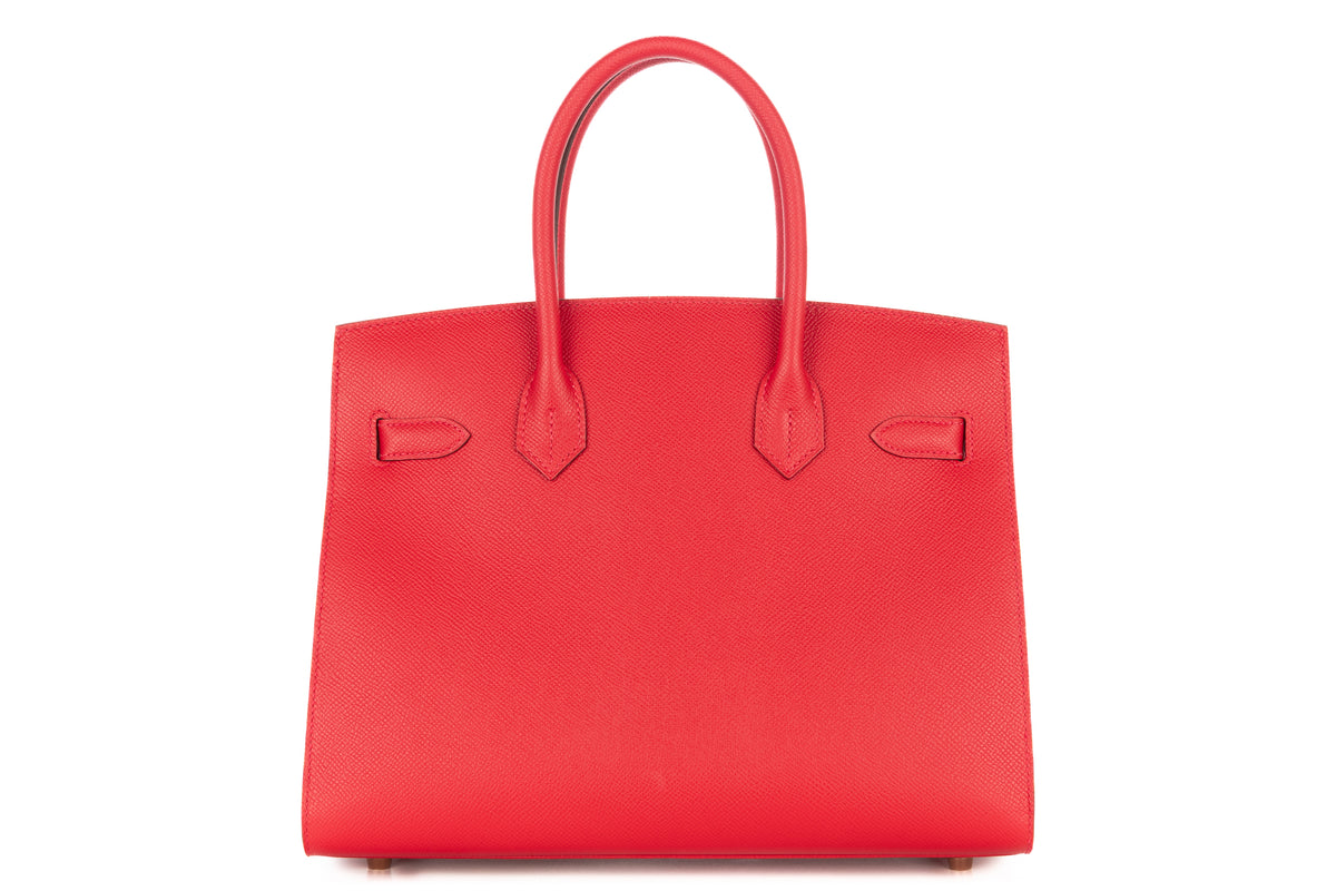 Hermès Birkin 30 Rouge Casaque Verso Bleu de Malte Epsom Sellier Rose Gold Hardware - view 3