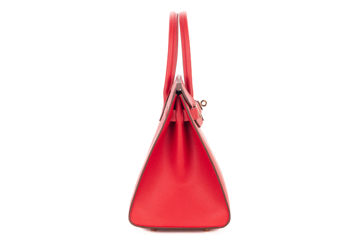 Hermès Birkin 30 Rouge Casaque Verso Bleu de Malte Epsom Sellier Rose Gold Hardware - view 5