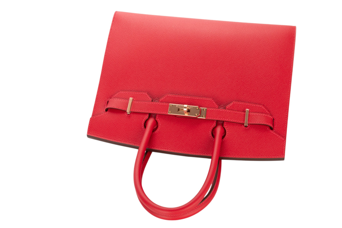 Hermès Birkin 30 Rouge Casaque Verso Bleu de Malte Epsom Sellier Rose Gold Hardware - view 8