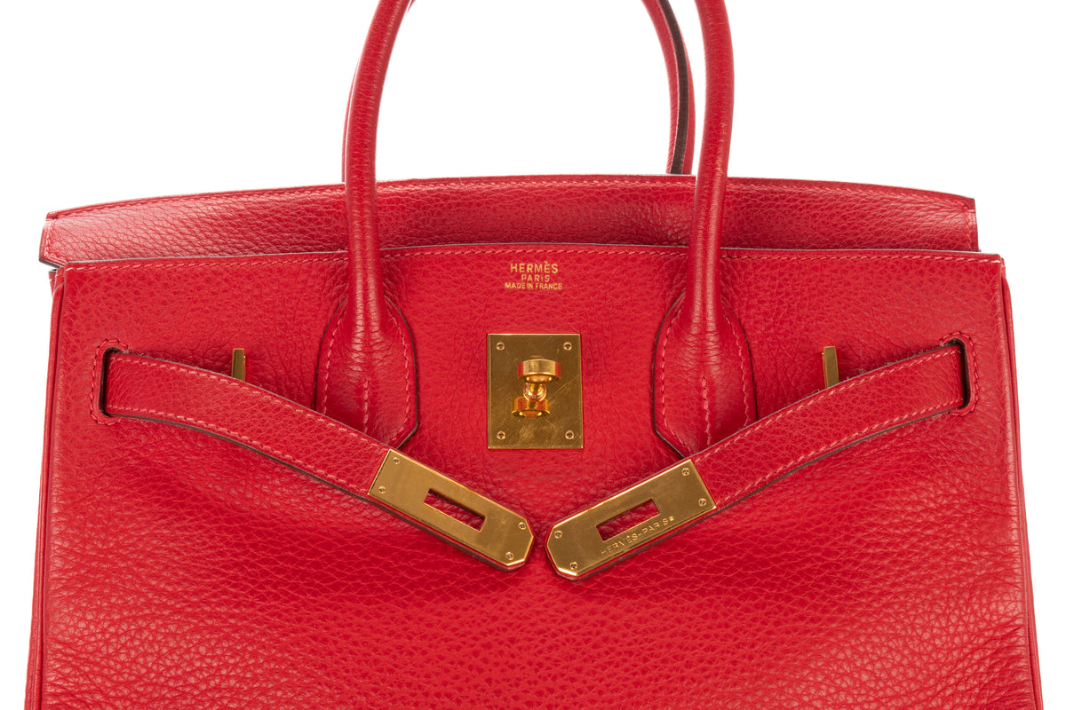 Hermès Birkin 30 Rouge Vif Clemence Gold Hardware - view 9