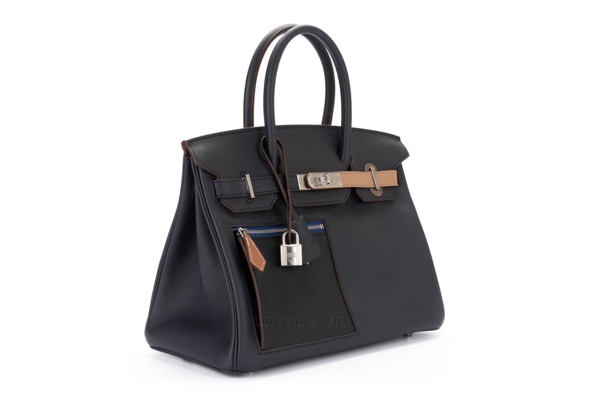 Hermès Birkin 30 ‘Colomartic' Bleu/Noir/Chai/Etoupe Swift Palladium Hardware - view 2
